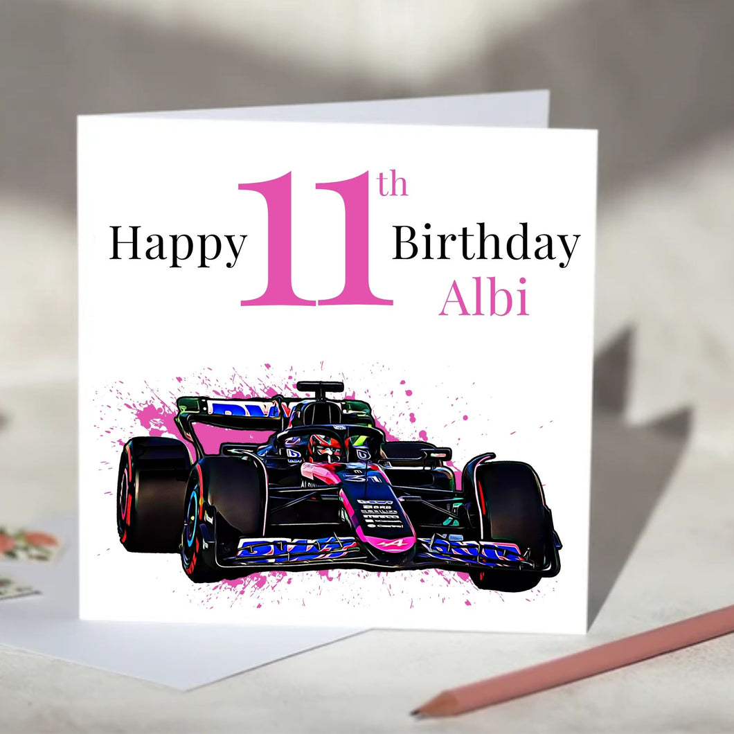 Alpine F1 Personalised Birthday Card