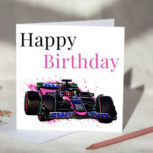 Alpine F1 Personalised Birthday Card