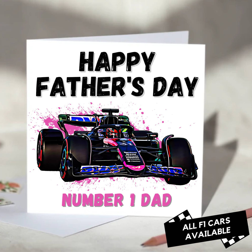 F1 Father's Day Card Featuring F1 Car