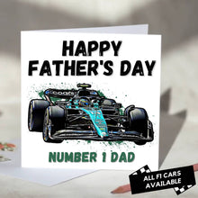 Load image into Gallery viewer, F1 Father&#39;s Day Card Featuring F1 Car
