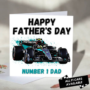 F1 Father's Day Card Featuring F1 Car