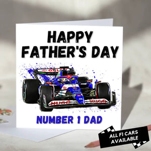 F1 Father's Day Card Featuring F1 Car