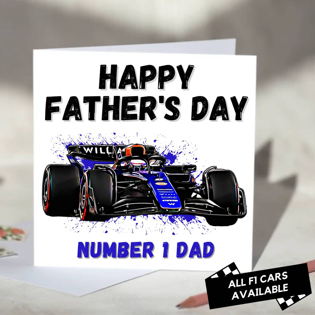 F1 Father's Day Card Featuring F1 Car