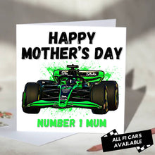 Load image into Gallery viewer, F1 Mother&#39;s Day Card Featuring Formula One Racing Car
