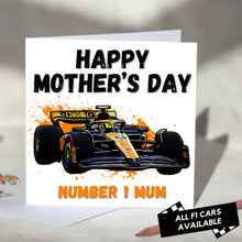 Load image into Gallery viewer, F1 Mother&#39;s Day Card Featuring Formula One Racing Car
