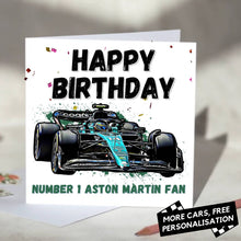 Load image into Gallery viewer, Personalised Formula 1 Birthday Card
