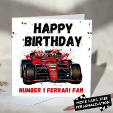 Load image into Gallery viewer, Personalised Formula 1 Birthday Card
